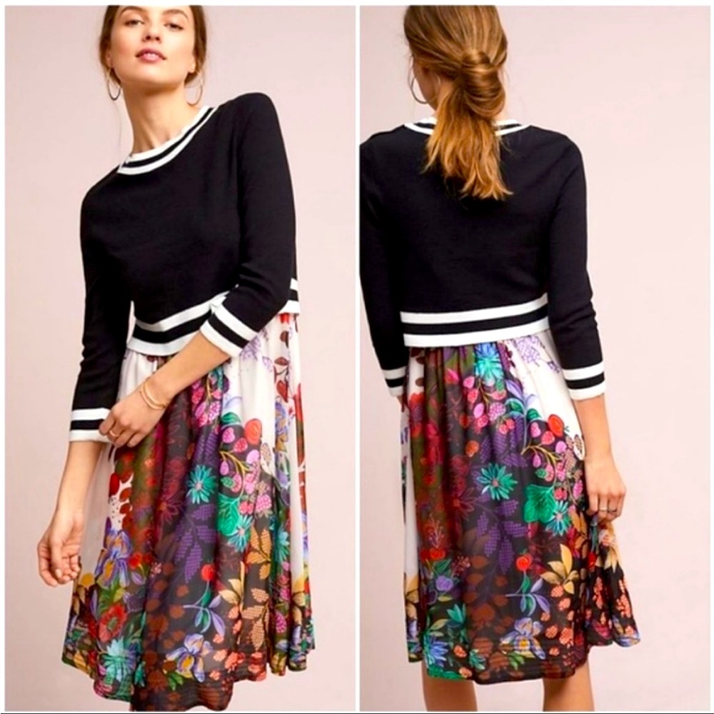 Anthropologie Maeve Osceola Floral Sweater Dress